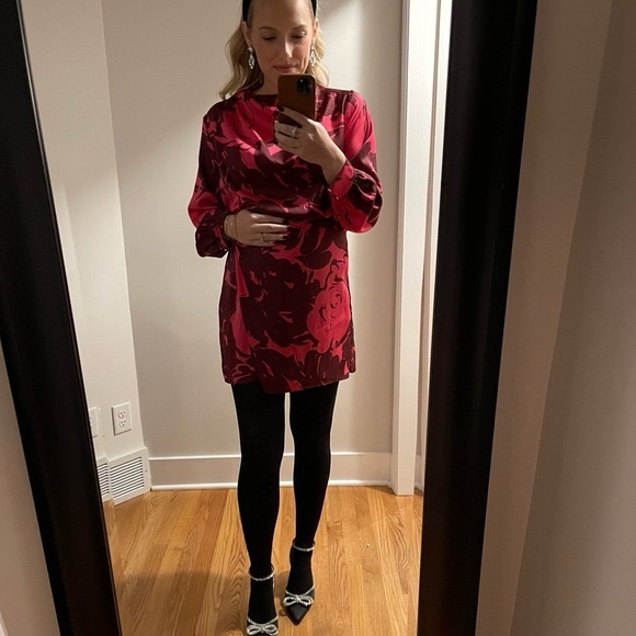 Zara Satin Effect Floral Mini Dress NWT size L - Picture 7 of 8